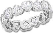 DELMAR Sterling Silver CZ Heart Eternity Ring