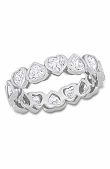 DELMAR Sterling Silver CZ Heart Eternity Ring