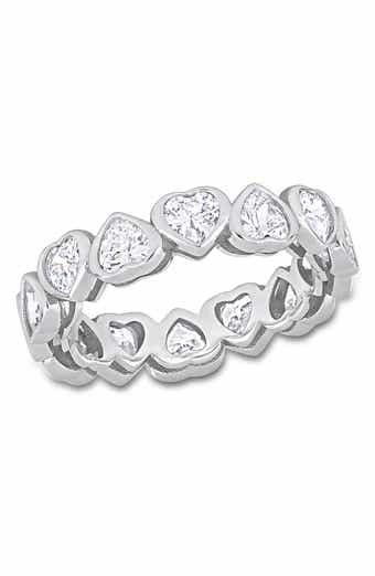 DELMAR Sterling Silver CZ Heart Eternity Ring