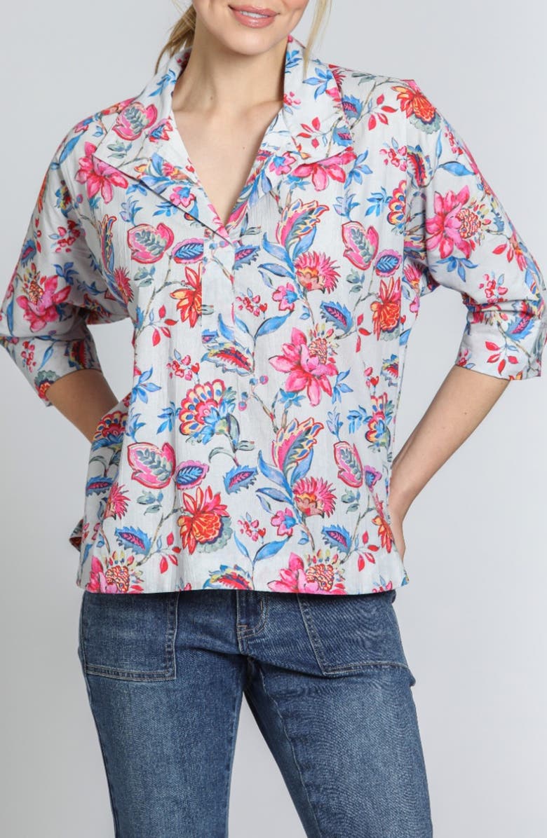 APNY Floral High-Low Hem Top, Main, color, Pink Multi