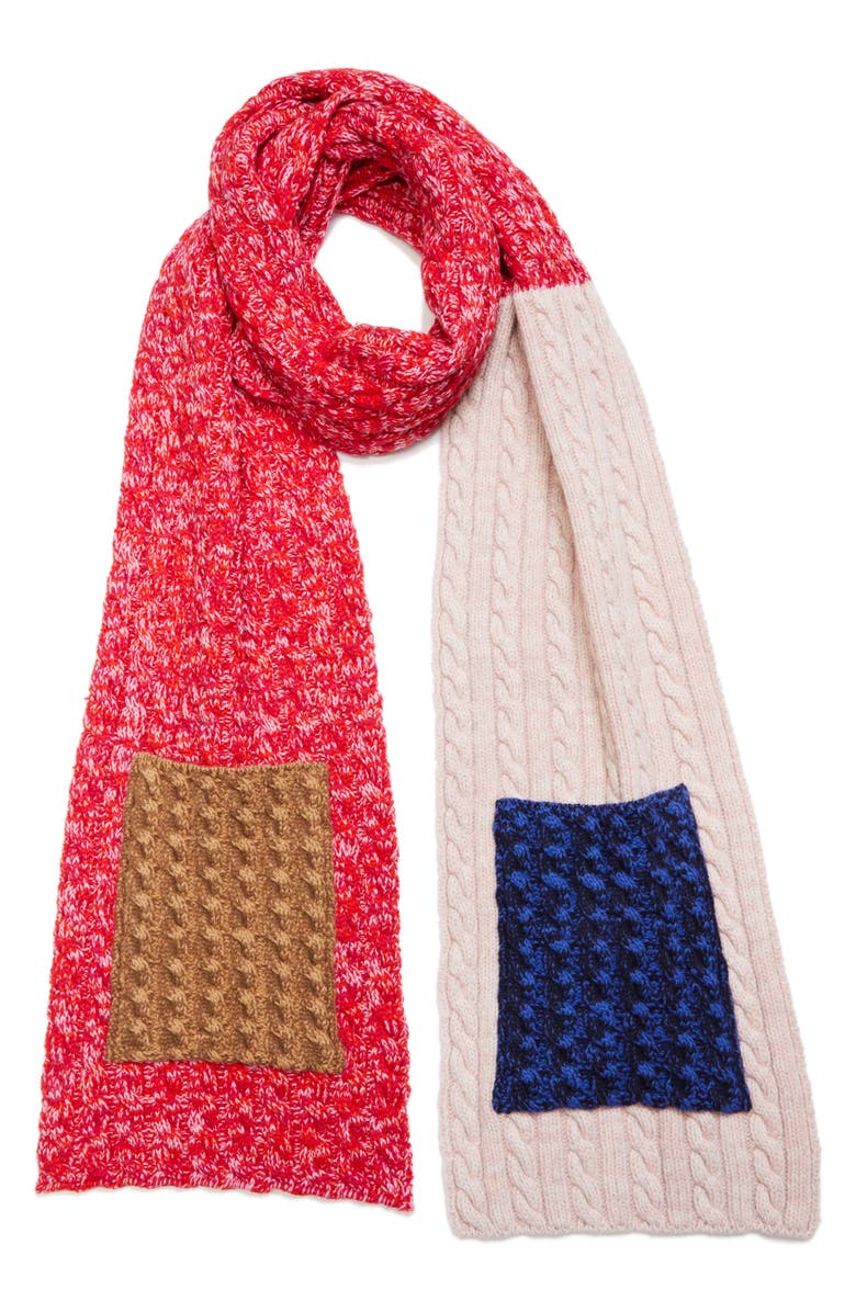 Waste Yarn Project Knut One Of A Kind Colorblock Scarf, Alternate, color, White Multi