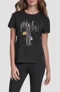 DKNY Stud Moto Conversational Cotton Blend Graphic T-Shirt