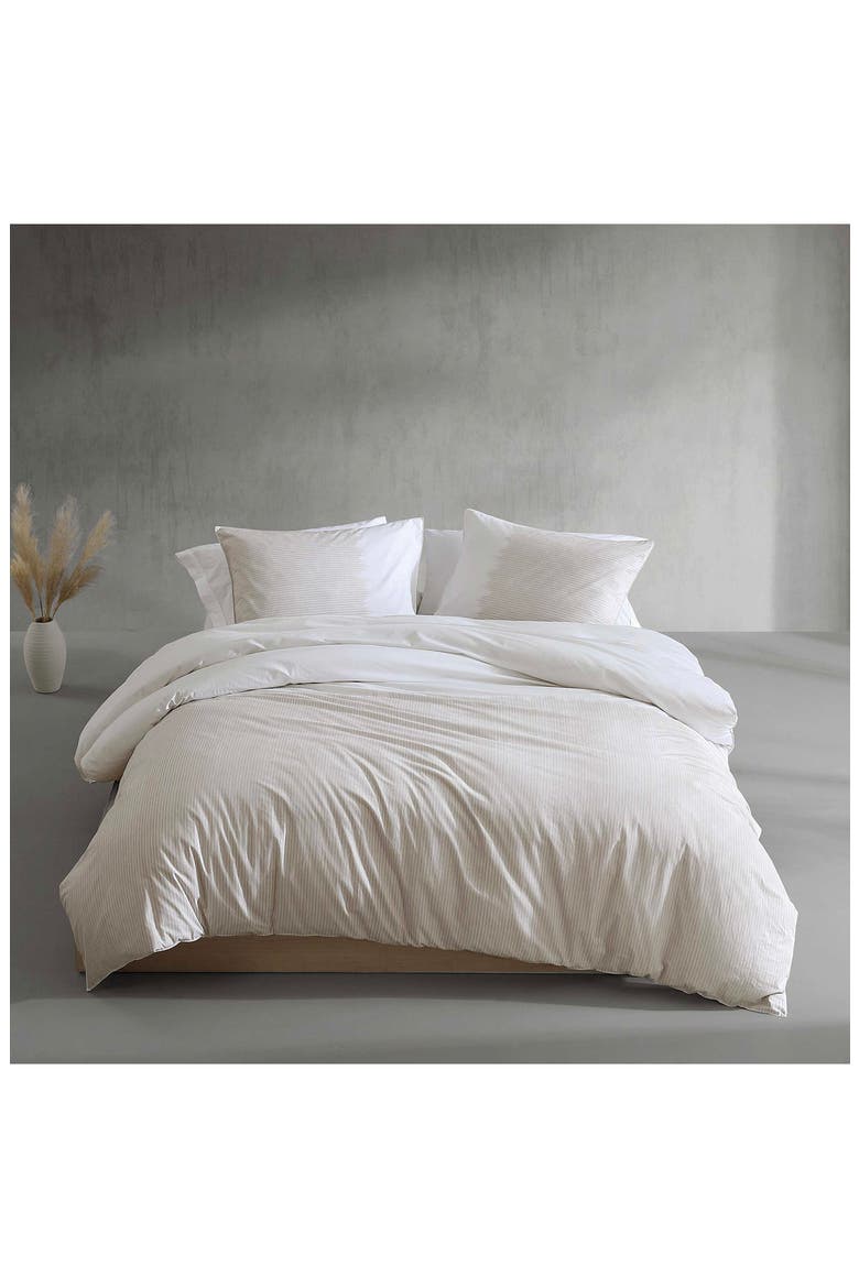 Ikat Pinstripe Duvet Cover & Shams Set, Alternate, color, PINK