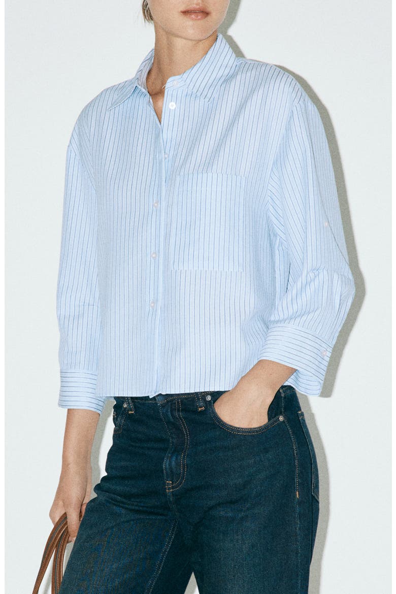 Striped Straight Shirt, Main, color, SKY BLUE