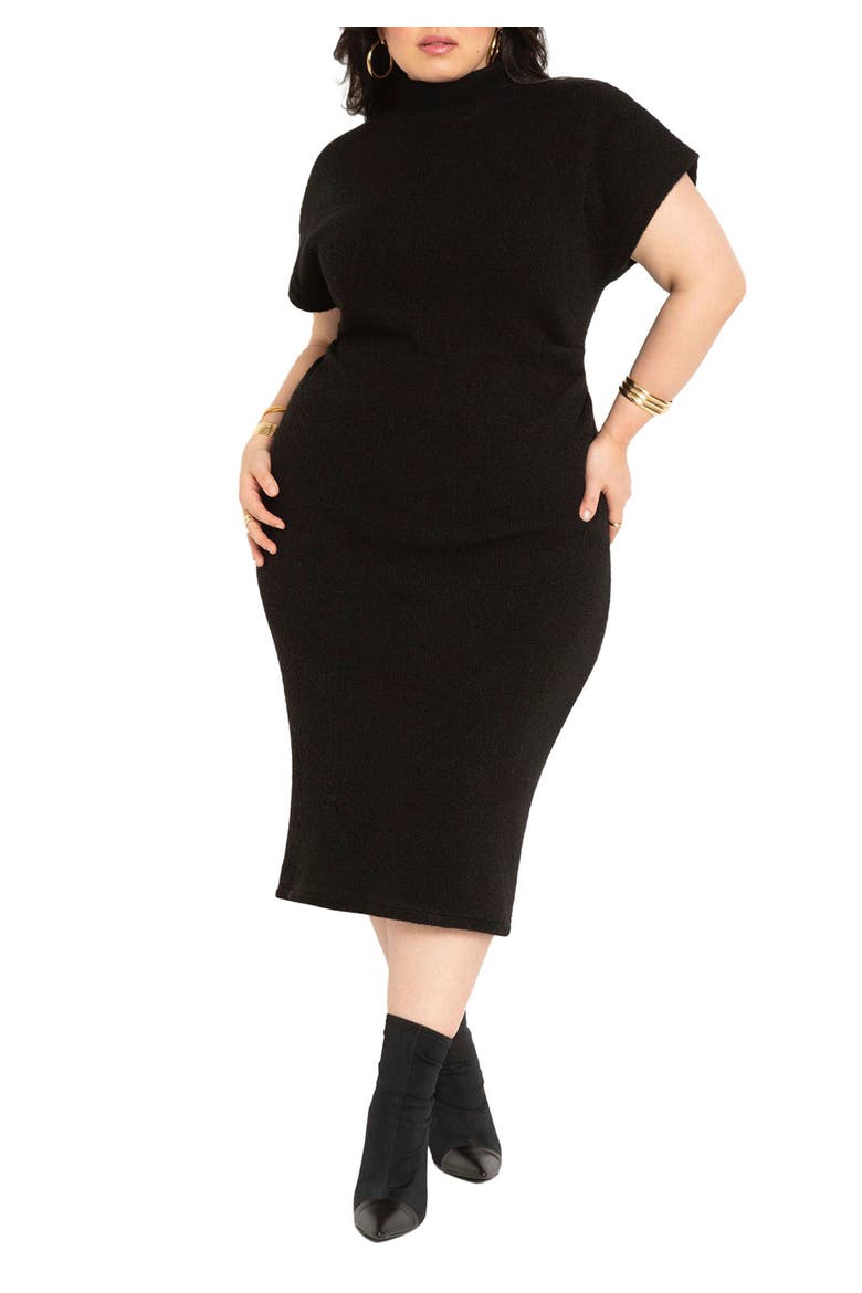 Short Sleeve Sweater Dress, Main, color, BLACK ONYX