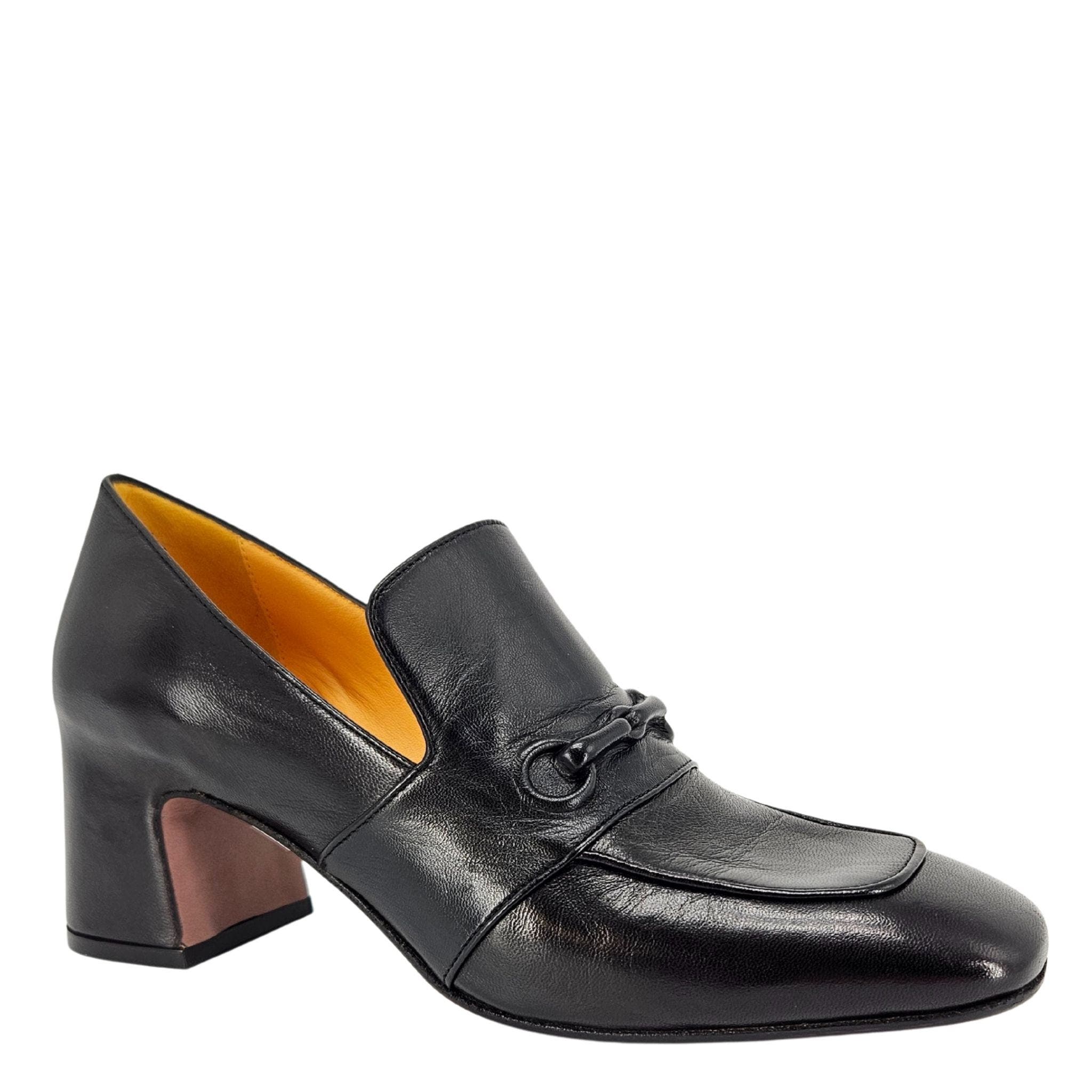 Madison Maison Hidden Horse Bit Heel Loafer, Alternate, color, Black
