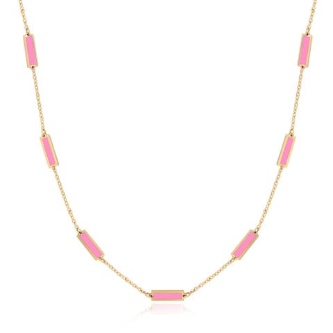 Bubblegum Pink Bar Chain Necklace
