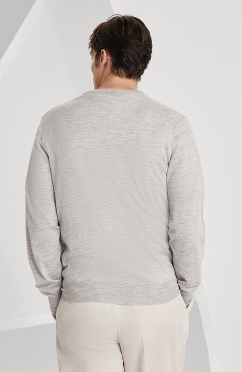 Brunello Cucinelli Cashmere-silk V-neck Sweater In Pebble