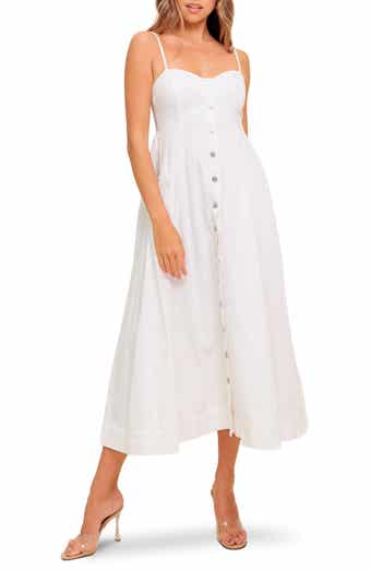 FLYING TOMATO Denim Button Front Midi Dress