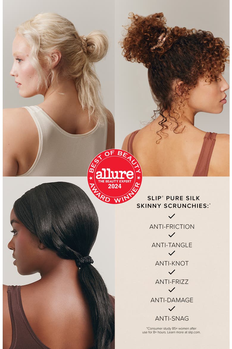 Pure Silk 6-Pack Skinny Scrunchies, Alternate, color, MULTI