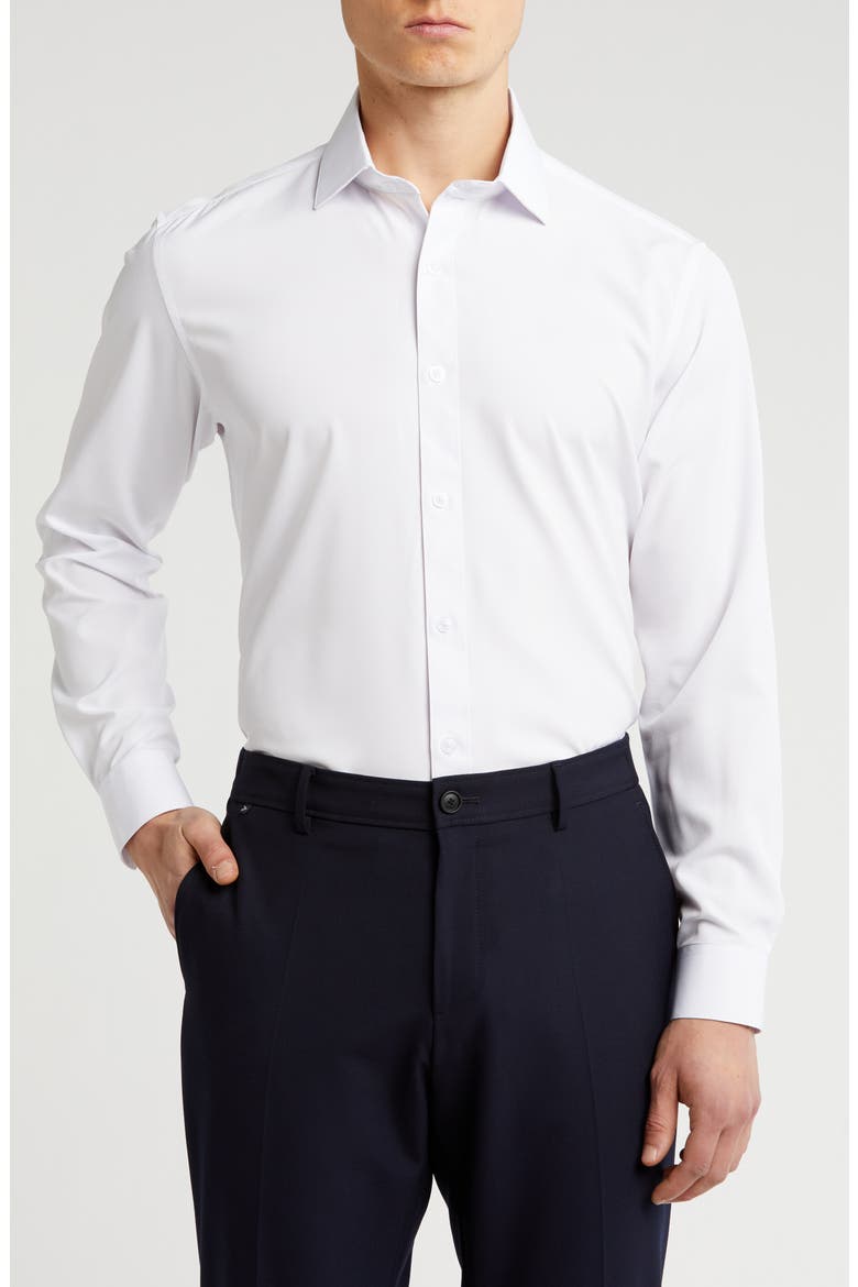 Comfort 4-Way Stretch Winkle Free Performance Dress Shirt, Main, color, WHITE