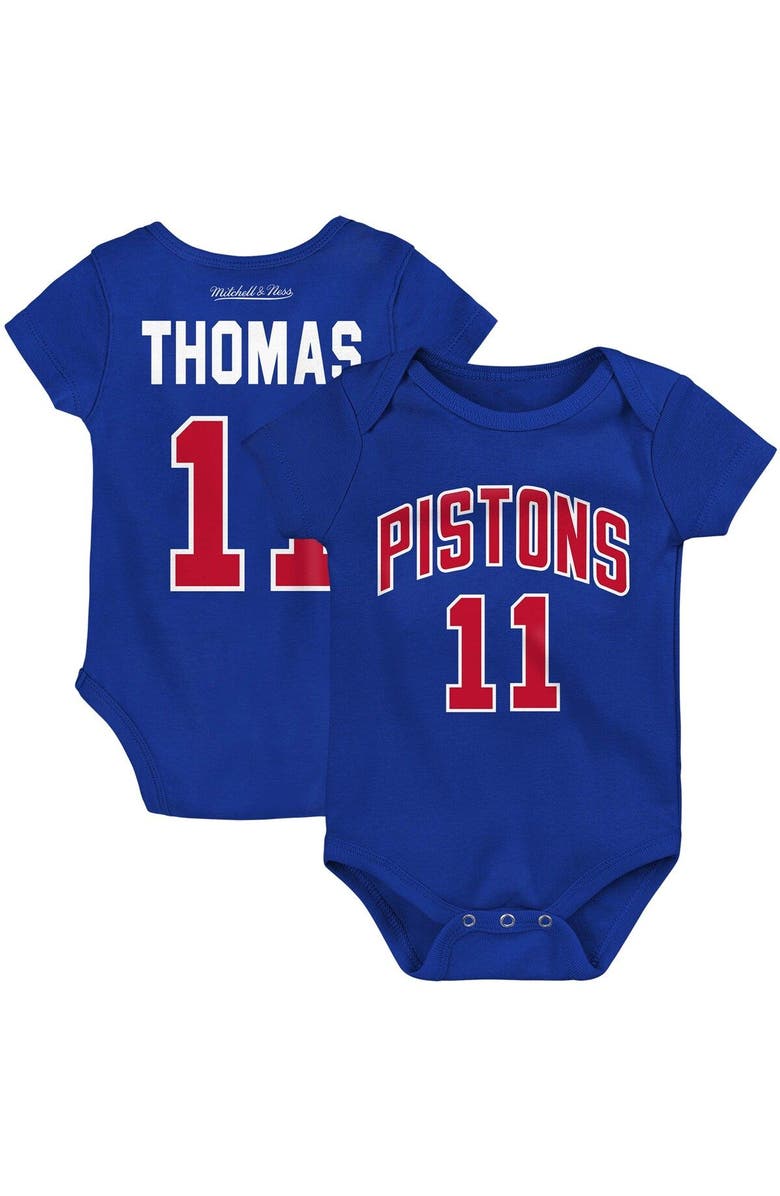 Mitchell & Ness Infant Mitchell & Ness Isiah Thomas Blue Detroit Pistons Hardwood Classics Name & Number Bodysuit, Main, color,