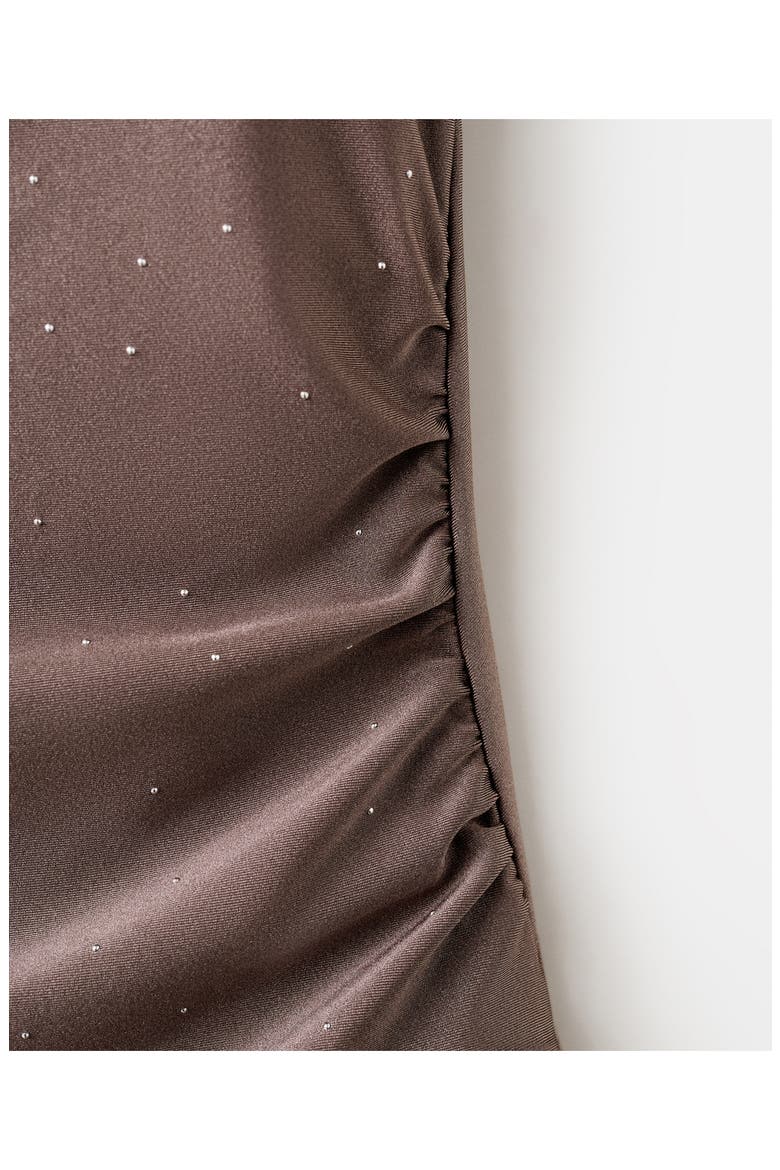 Ruched Rhinestone One-Piece Swimsuit, Alternate, color, MEDIUM BROWN