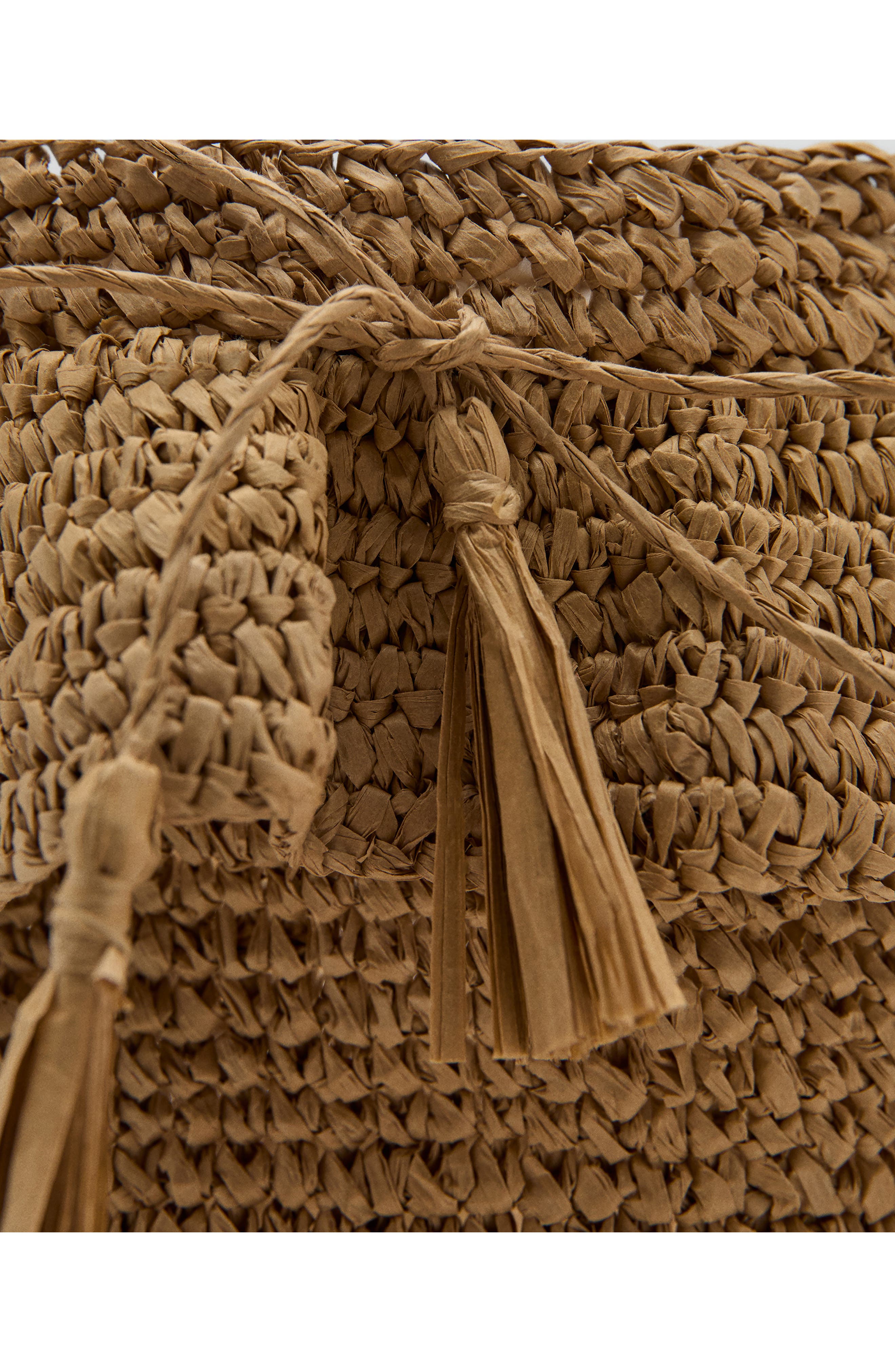 Straw Bucket Bag, Alternate, color, BROWN