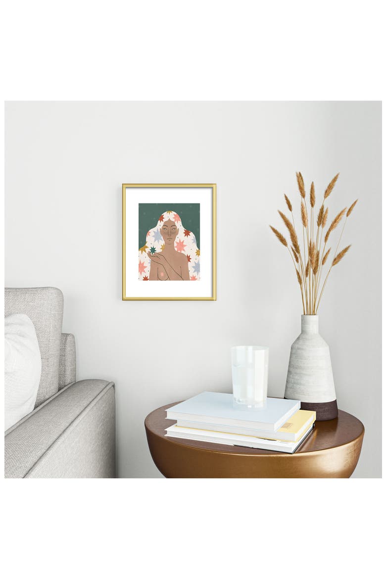 Star Girl Framed Art Print, Alternate, color, GOLDEN TONES