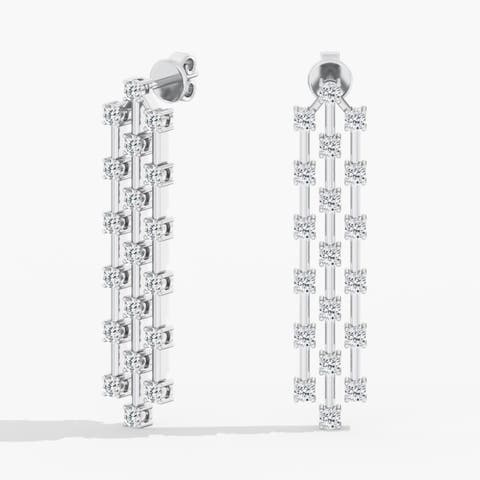 Triple Row Orbit Lab Diamond Drop in 14K Gold