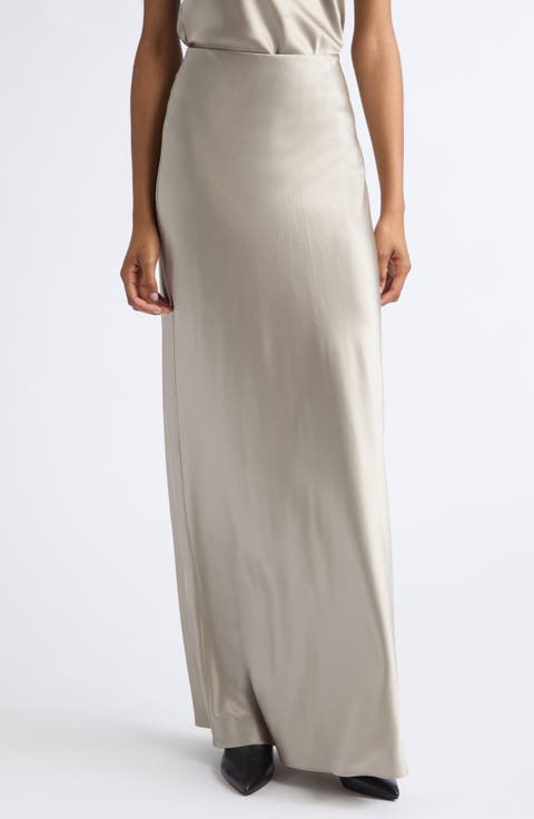Medina Silk Blend Satin Maxi Skirt