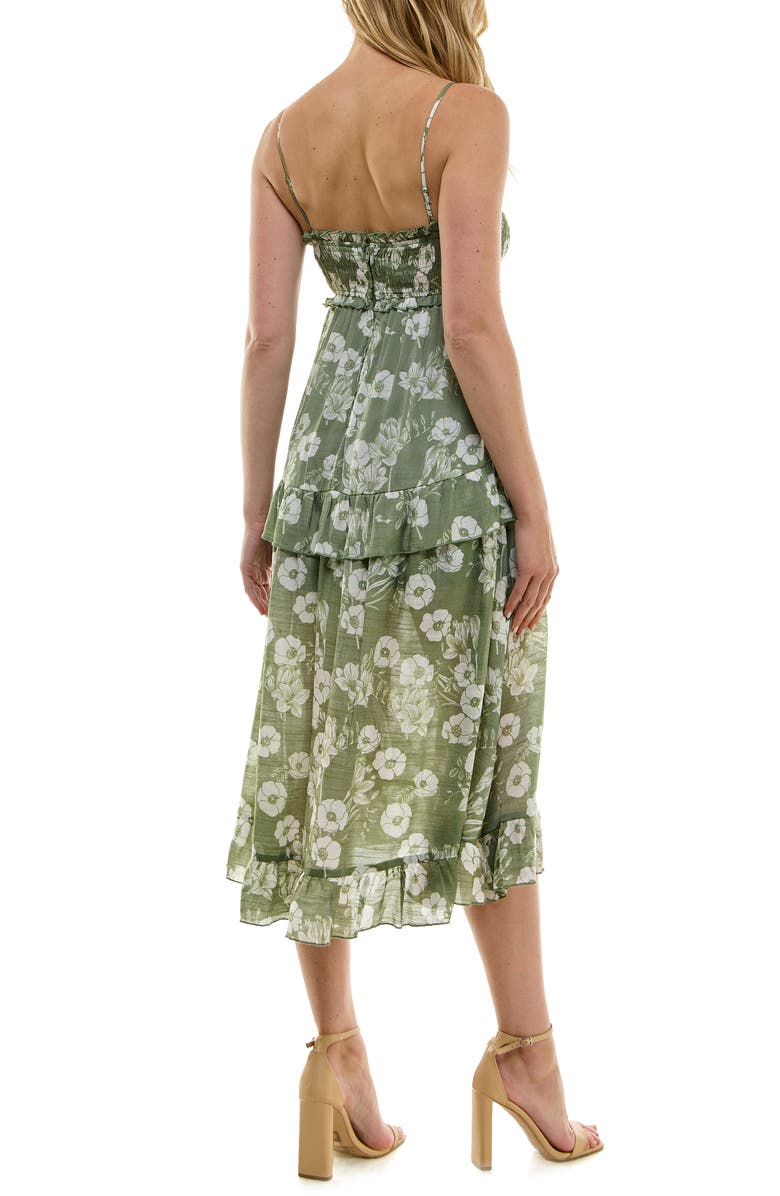 Row A Floral Smocked Midi Dress, Alternate, color, 