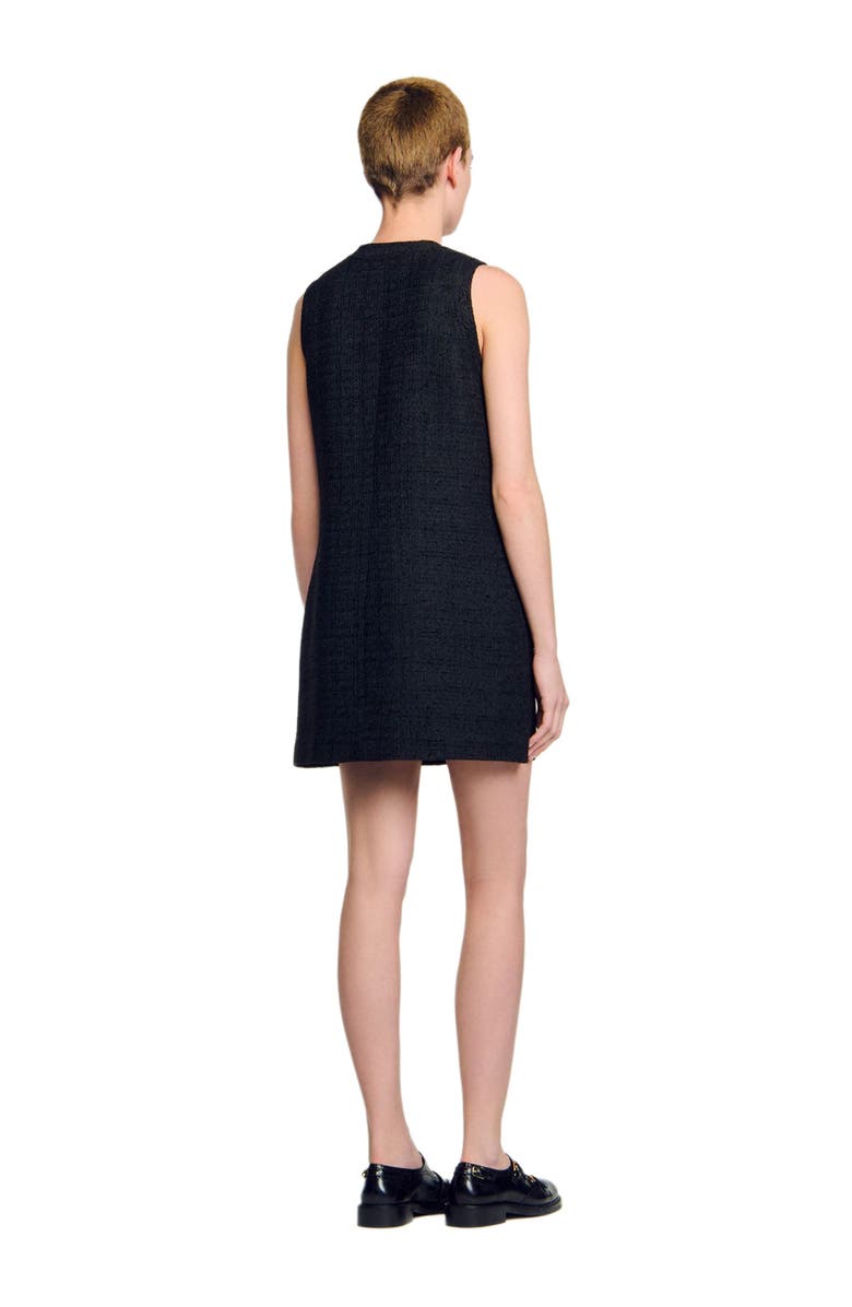 SANDRO Short tweed dress, Alternate, color, Black