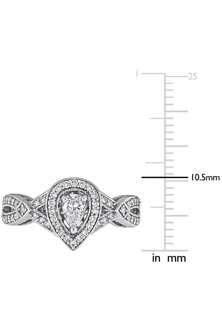 1/2 CTTW Diamond Pear Halo Ring 14k, Alternate, color, 14k White Gold