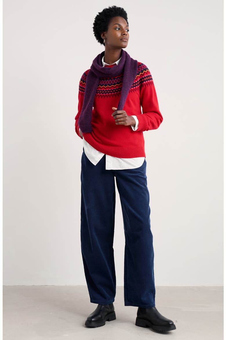 Gurnard's Head Fair Isle Lambswool Blend Crewneck Sweater, Alternate, color, KNIT WINDWARD CARMINE MULTI