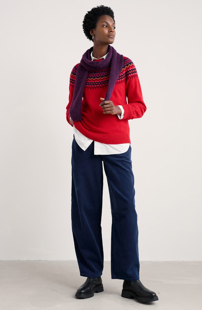 Seasalt Cornwall Gurnard's Head Fair Isle Lambswool Blend Crewneck Sweater, Alternate, color, Knit Windward Carmine Multi