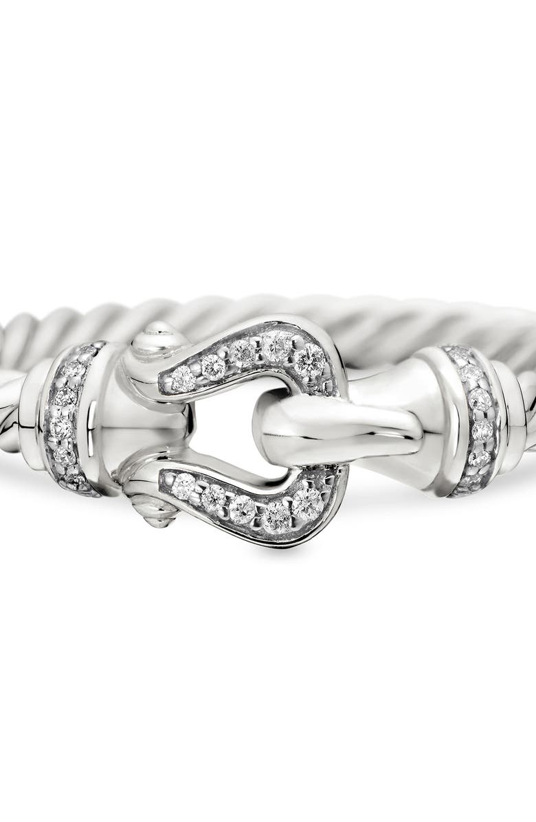David Yurman Petite Buckle Ring with Diamonds, Alternate, color,