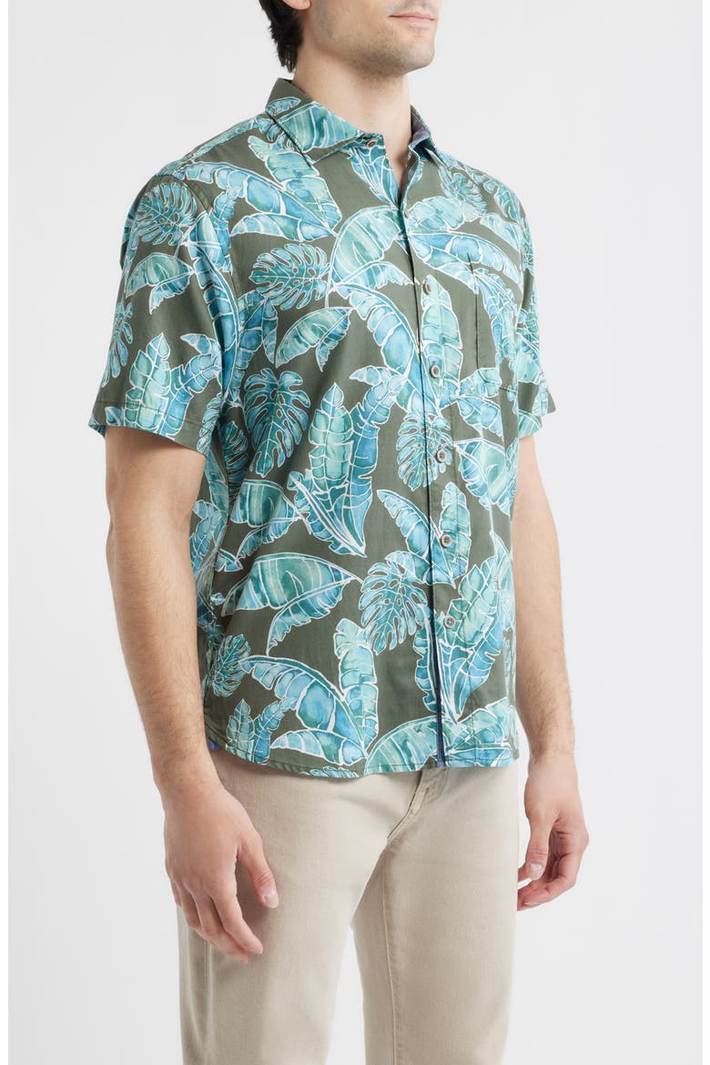 Tortola Jungle Blooms Short Sleeve Button-Up Shirt, Alternate, color, VOYAGER BLUE
