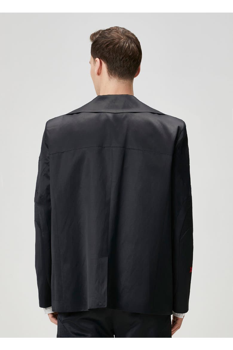 Linen & Cotton Blend Shiny Woven Men Blazer Jacket, Alternate, color, BLACK