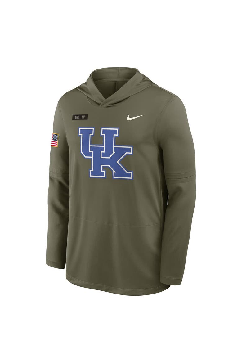 Men's Nike Olive Kentucky Wildcats 2025 Military Appreciation Dri-FIT Long Sleeve Hoodie T-Shirt, Alternate, color, Olive