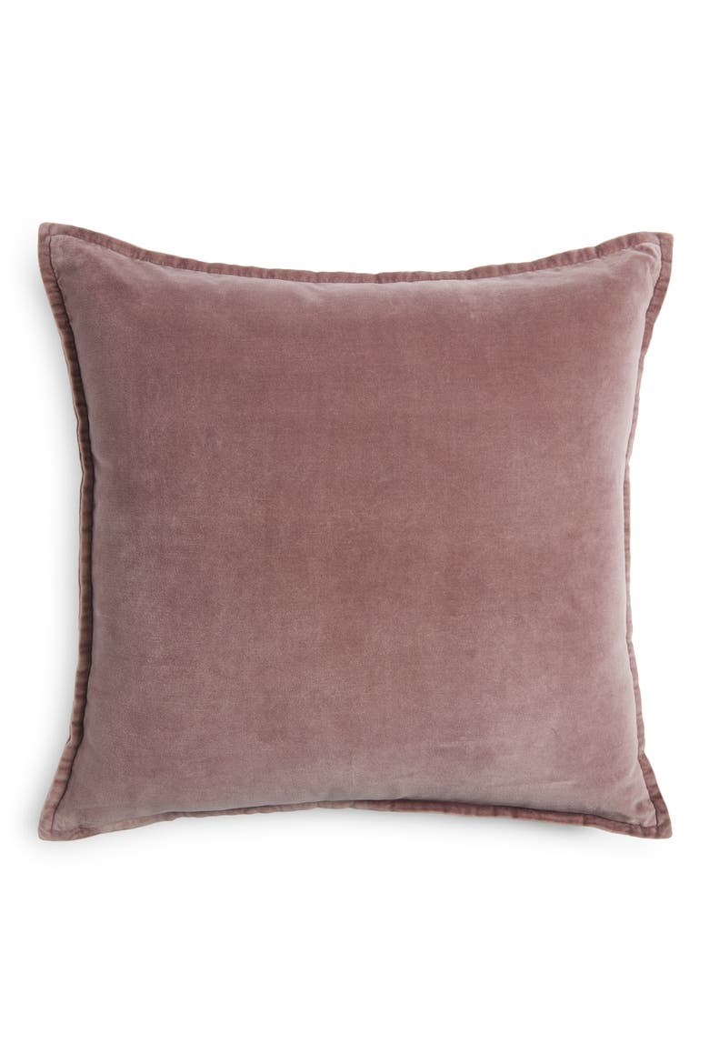 Velveteen Accent Pillow, Main, color, PURPLE TAUPE