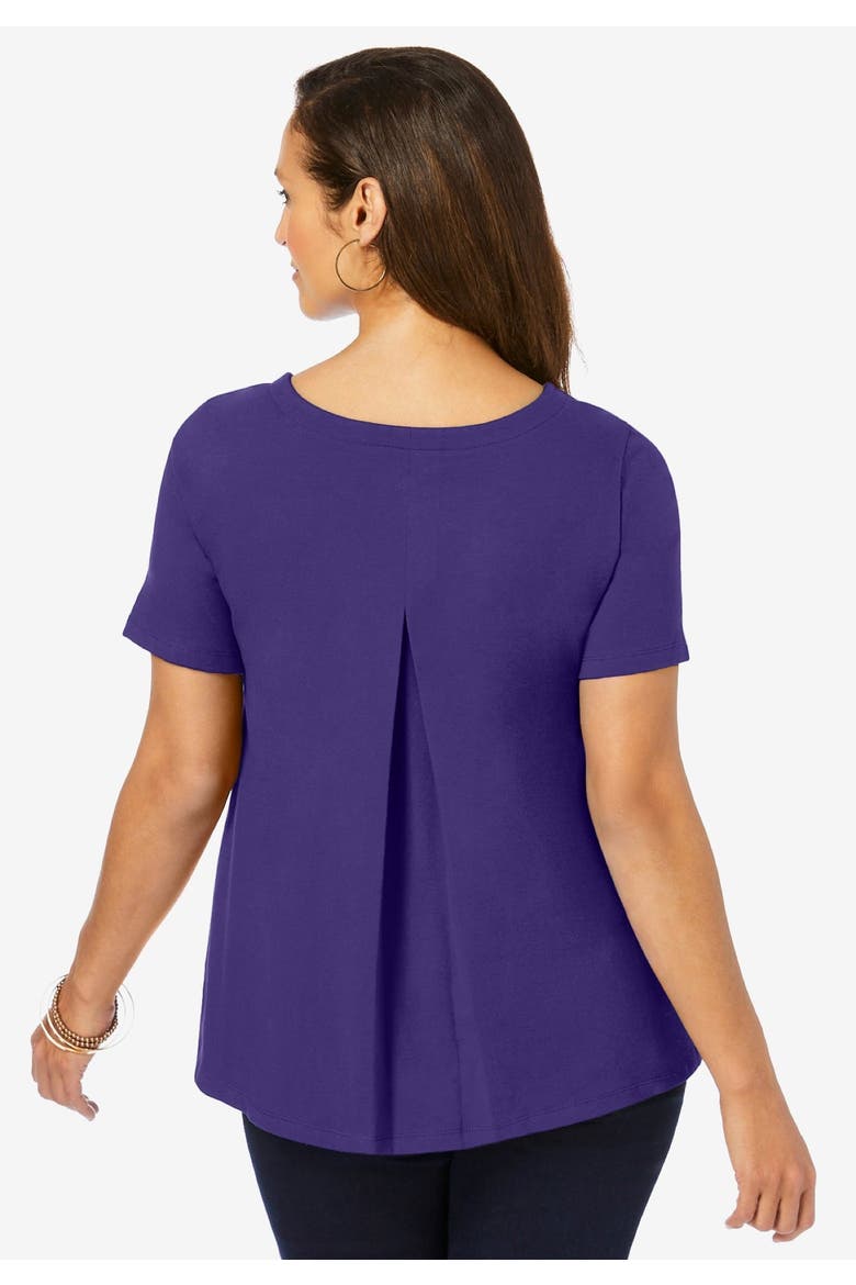 Stretch Cotton Trapeze Tee, Alternate, color, MIDNIGHT VIOLET