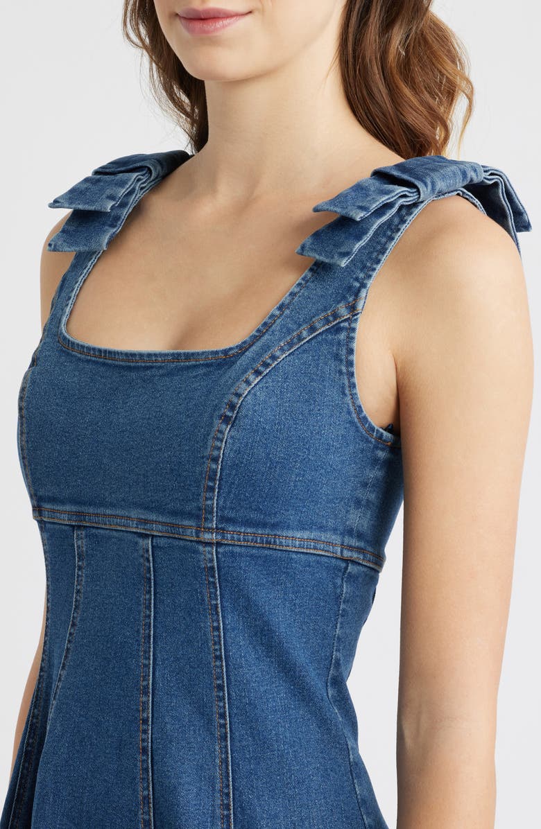 FREEMARKET Empire Waist Cotton Blend Denim Dress, Alternate, color, Denim