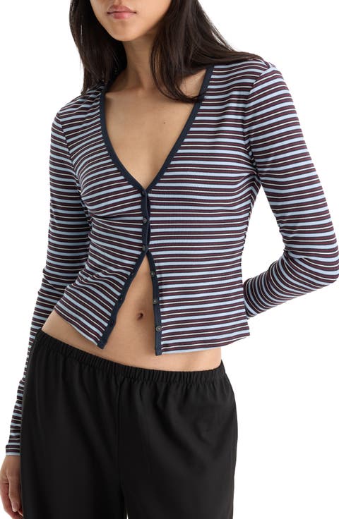 The Rib V-Neck Striped Cardigan