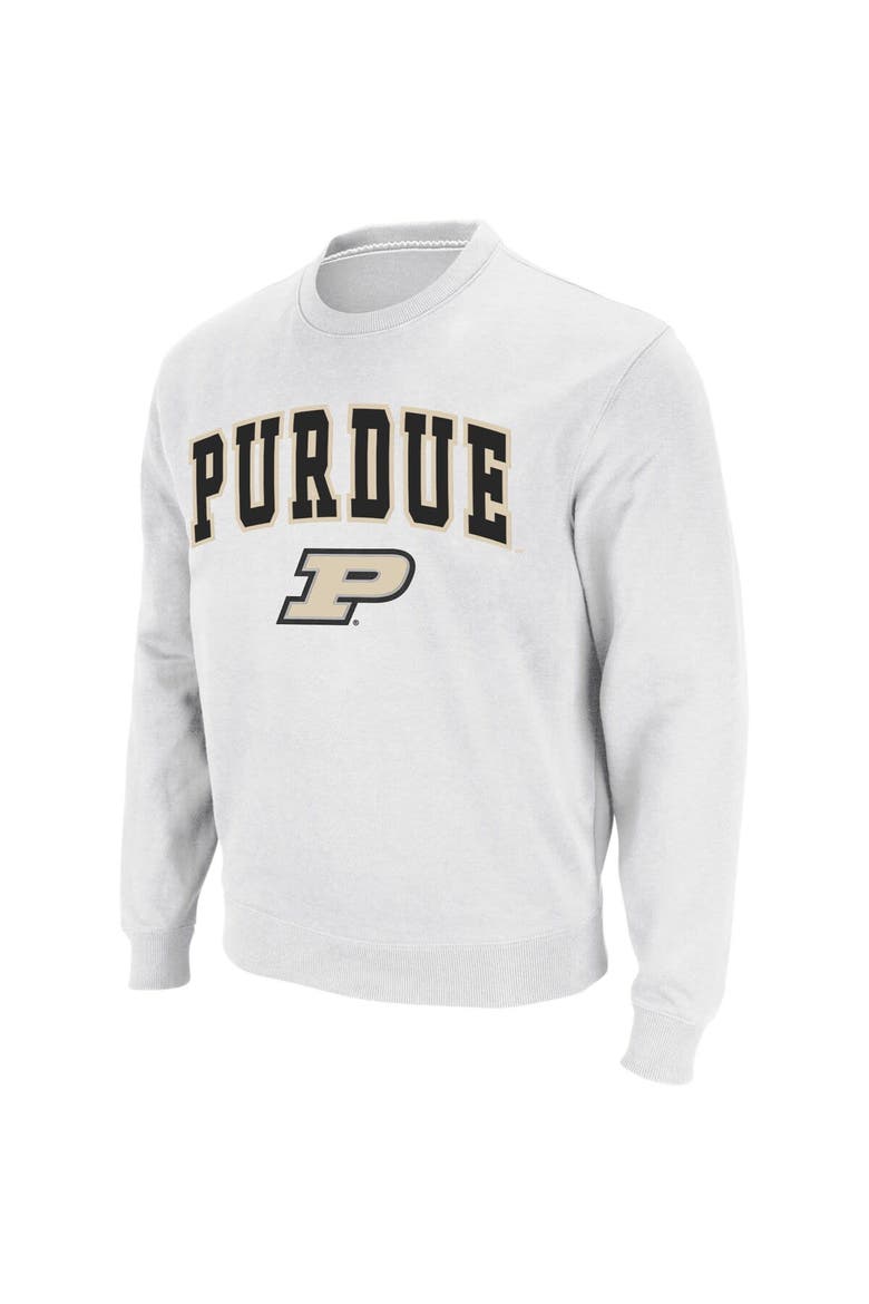 Men's Colosseum White Purdue Boilermakers Arch & Logo Crew Neck Sweatshirt, Main, color, White