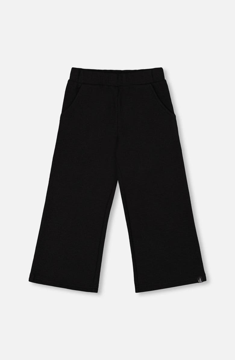Deux par Deux Waffle Flare Leg Pants, Main, color, Black