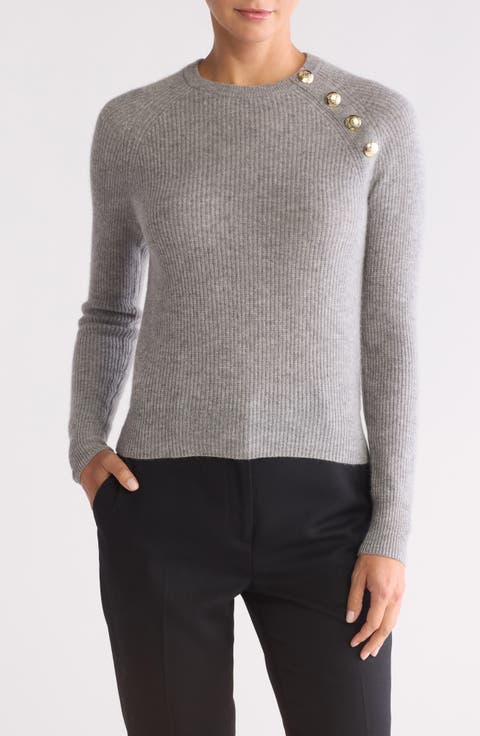 Cashmere Rib Raglan Crew Sweater