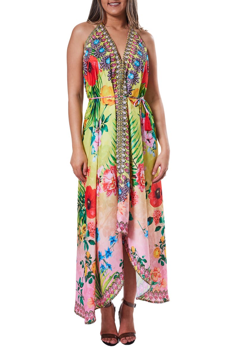 RANEES Embellished Halter Dress, Alternate, color, Yellow