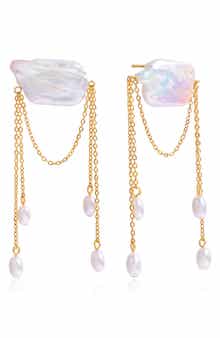 Faux Pearl Tassel Drop Earrings