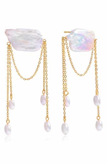 Faux Pearl Tassel Drop Earrings