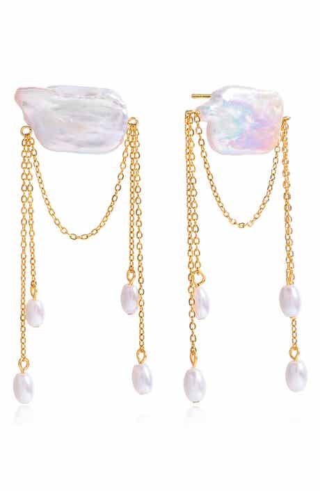 Faux Pearl Tassel Drop Earrings