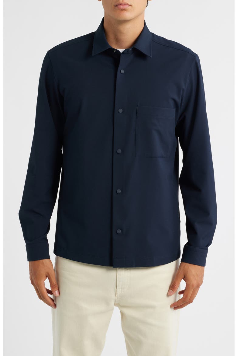 Leo Relaxed Fit Stretch Twill Snap-Up Shirt, Alternate, color, DARK BLUE