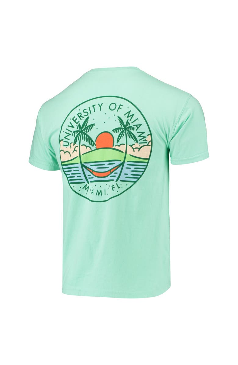 IMAGE ONE Men's Mint Green Miami Hurricanes Circle Scene Comfort Colors Pocket T-Shirt, Alternate, color, Mint
