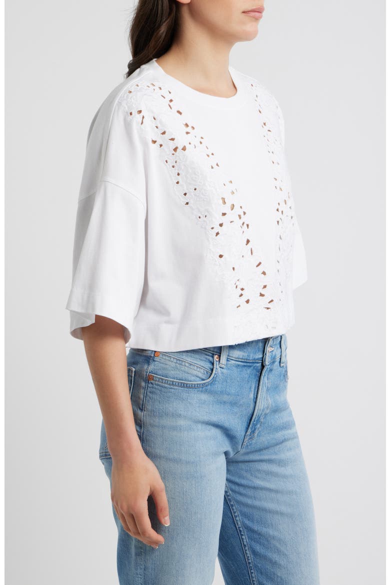 Ephilas Eyelet Cotton Jersey Top, Alternate, color, WHITE