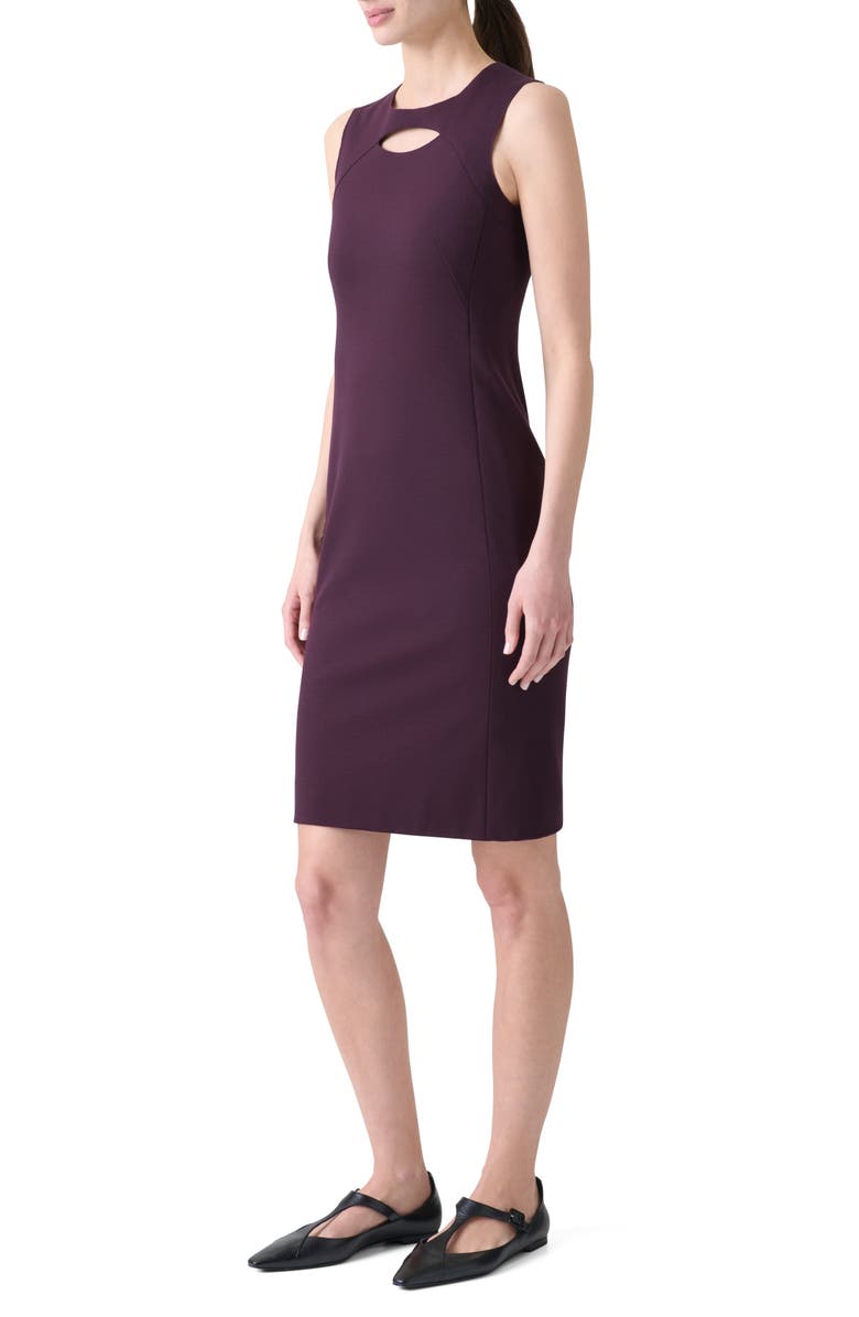 Akris punto Keyhole Cutout Sleeveless Jersey Sheath Dress, Alternate, color, Blackberry