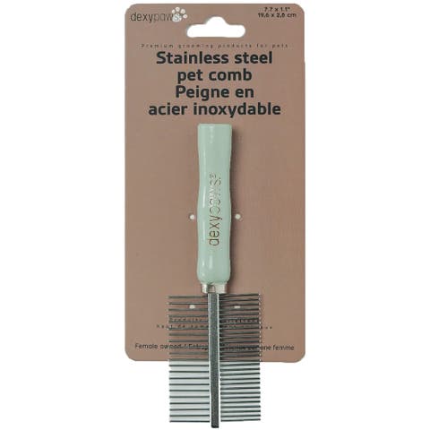Stainless Steel Pet Comb, Sage Green, Dog & Cat Grooming Tool