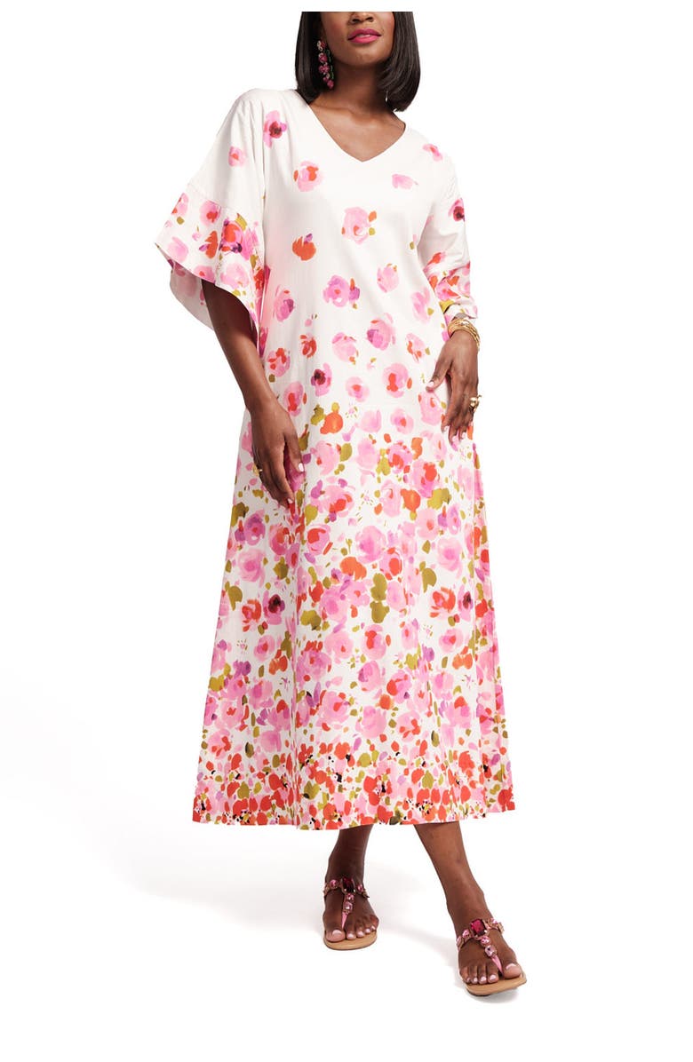 Frances Valentine Fin and Tonic Maxi Dress Pocket Full of Posies, Main, color, Oyster/Pink