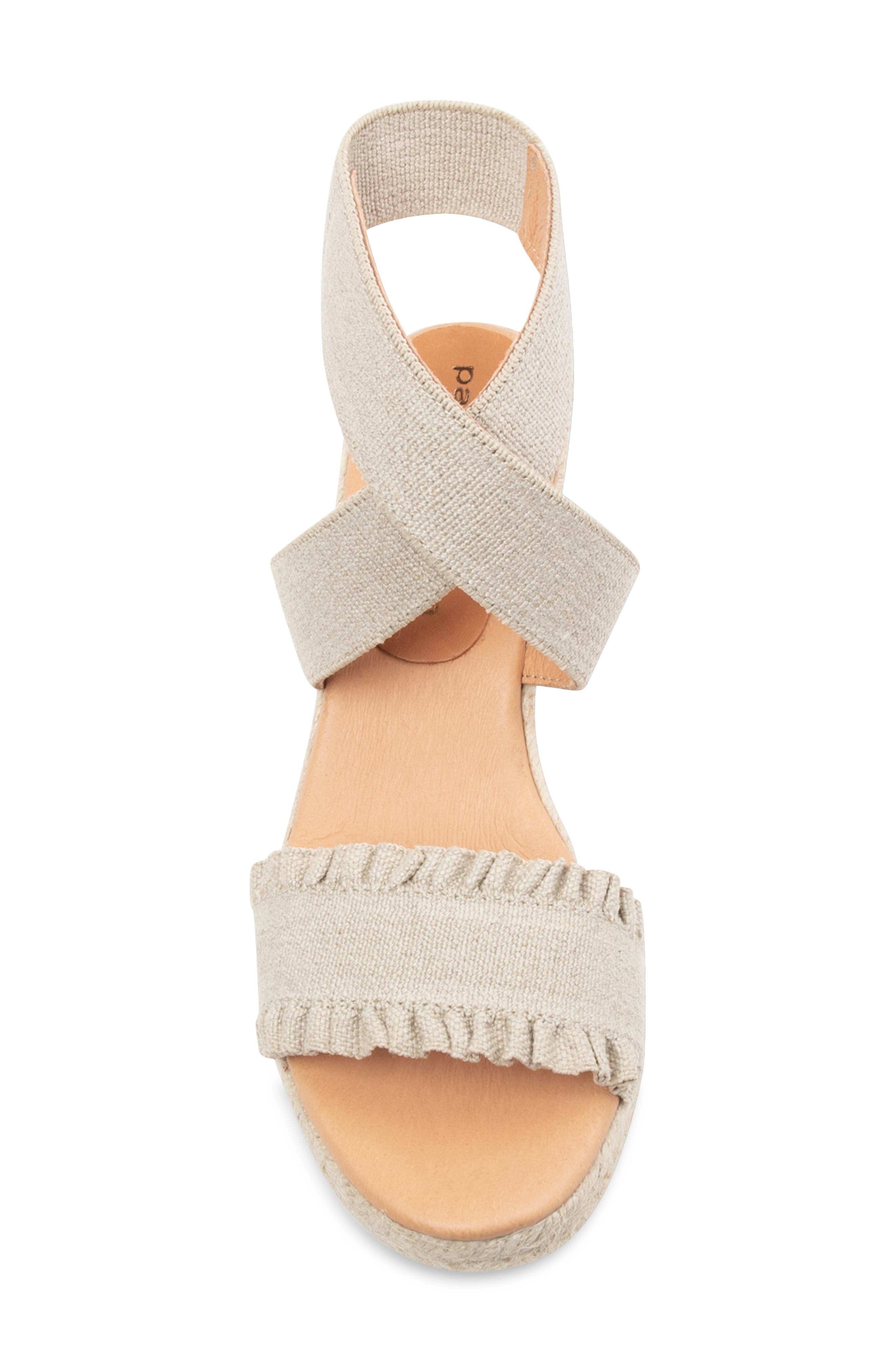 patricia green Easton Ankle Wrap Platform Wedge Sandal, Alternate, color, Natural Canvas