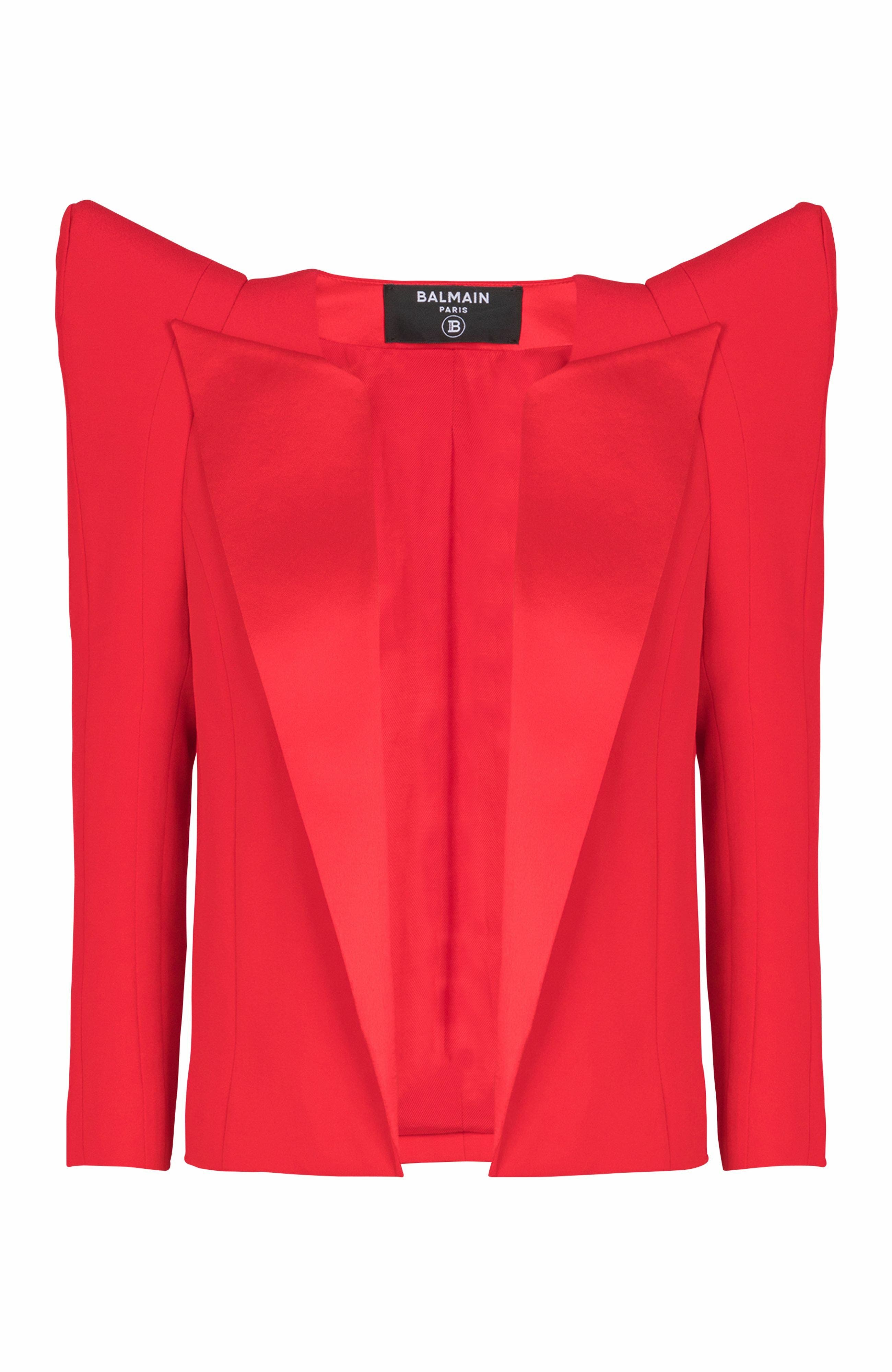 Cropped Crepe Jacket With Structured Shoulders