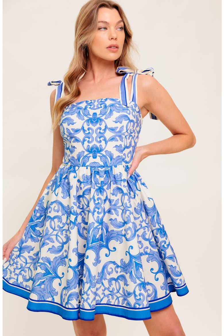 Print Minidress, Alternate, color, IVORY BLUE